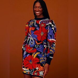 FARM Rio Colorful Floral Macaw Sweater Dress